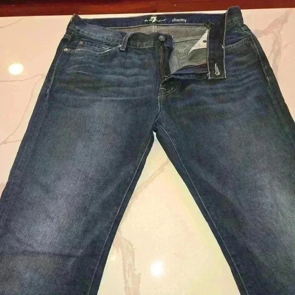 7 For All Mankind Mens Slimmy Straight Jeans Blue Size 36 - Picture 7 of 8